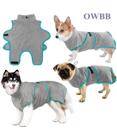 OWBB Extra Suction Dog Bath Towel & Cat Fast Drying Bathrobe - XS Soft Fleece Gray | Adjustable Straps Pet Coat - Buy Online on GoSupps.com