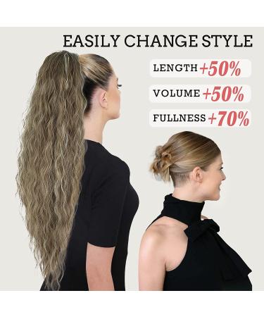 Pference Extensions Long Wrapped Hair Part Ponytail - Natural Art Hair Extensions for Women | 65cm Afro Braid Ponytail with Ash Dark Blonde Highlights & Ash Brown - Shop Now! - Buy Online on GoSupps.com