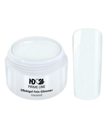 Prime Line - UV LED Effect Gel Fine Glitter Coconut White - Made in Germany - 5ml