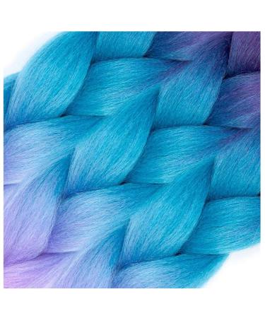 AFNOTE Ombre Braiding Hair 24 Inch 3Pcs Pre Stretched Braid Extensions - Dark Purple/Lake Blue/Light Purple - Buy Online on GoSupps.com