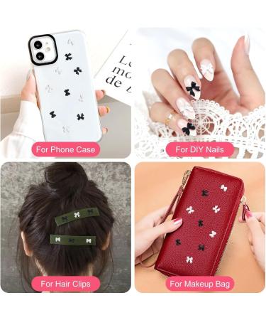 300stk Butterfly Pearl Nail Charms - 3D Black & White Bow Knot Decorations for Women & Girls - Acrylic Nail Art - Buy Online on GoSupps.com