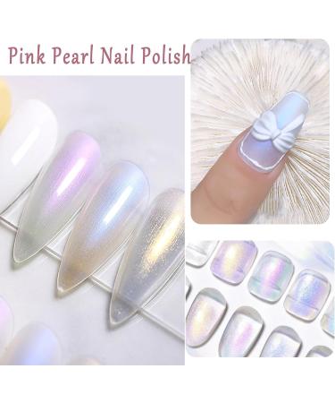 Glitter Pearl Nail Polish Purple Nail Varnish Quick Dry & Long Lasting Chrome Glossy Gel Polish Pearlescent Shell Purple Nail Polish Purple Glitter Gel Nail Polish for Women - Buy Online on GoSupps.com