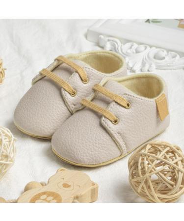 Sonsage Infant Baby Oxford Shoes | PU Leather Lace-Up Toddler Sneakers 12-18 Months - Apricot - Buy Online on GoSupps.com