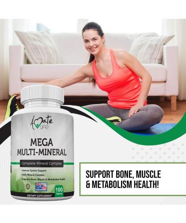 Amate Life Multi Minerals Supplement - Complete Mineral Complex with Vitamin D3, Calcium, Magnesium, Zinc & Iodine - 100 Tablets - Buy Online on GoSupps.com