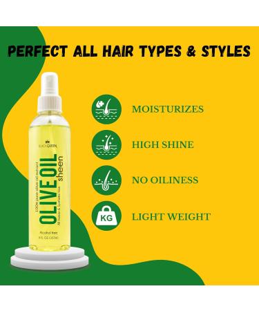 Black Queen Olive Oil Sheen Spray for Locs Dreadlocks Twists Braids Cornrows 4C Hair - Moisturizing Refreshing - 8 oz- Made in the USA (Pack of 2) 8 oz (Pack of 2) - Buy Online on GoSupps.com