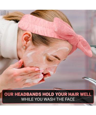 Bow Headbands for Women - 2 Pack Cute Makeup & Shower Hair Bands in Pink Gray - Ideal for Face Washing, Spa, Sports & Gym - Buy Online on GoSupps.com