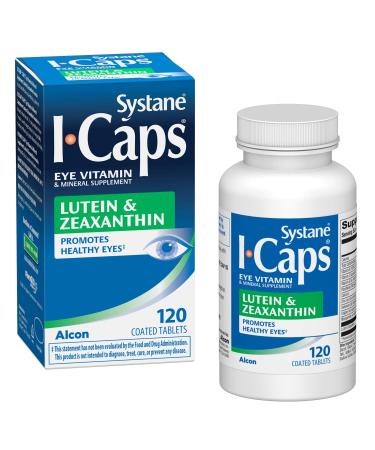 Systane ICaps Eye Vitamin & Mineral Supplement, Lutein & Zeaxanthin Formula, 120 Coated Tablets Lutein & Zeaxanthin 120 Count (Pack of 1)