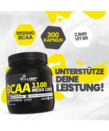 Olimp Sport Nutrition BCAA 1100 Mega Caps - High-Dose Amino Acids Capsules (300 Stk) for Optimal Performance - International Shipping Available - Buy Online on GoSupps.com