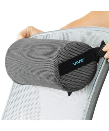 Vive Lumbar Roll - Cervical Cushion Support Pillow - Lower Back Pain Relief in Car, Office Chair, Computer - Firm Ergonomic Mesh Portable Travel Bolster - Thoracic Low Rest Posture Corrector Seat Pad