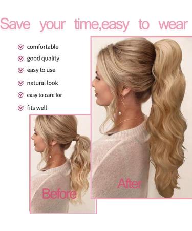 Claw Jaw Ponytail Extension 18 Curly Light Ash Blonde & Bleach Blonde - Clip-in Hair Piece - Buy Online on GoSupps.com