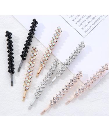 GRY 8 Pieces/4 Pairs Crystal Hair Pins Rhinestone Hair Clips Fashion Barrettes Sparkling Stones Bobby Pins Elegant Decorative Hair Styling for Women Girls Headwear Styling Tools Hair Accessories