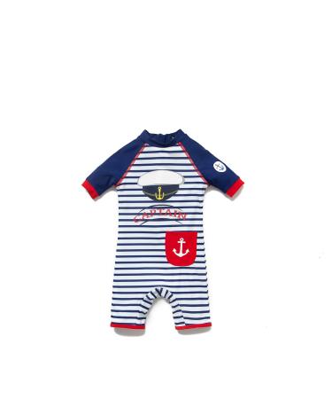 BONVERANO Baby Boys Sunsuit/Swimsuit UPF 50+ Sun Protection One Pieces with Zipper Swimwear with Sun Hat 2-3 Years Stripe - Buy Online on GoSupps.com