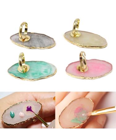 4PCS Resin Marble Nail Art Palette Rings - Gel Polish Mixing Trays & Color Plates with Adjustable Finger Ring - Buy Online on GoSupps.com