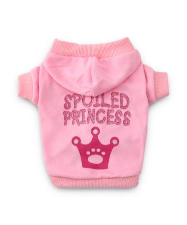 DroolingDog Princess Girl Dog Sweatshirts Puppy Hoodie Girls Dog Hoodies Crown Girl Dog Clothes Small Dog Girl Clothes Large (8.8lb-13.2lb) Pink