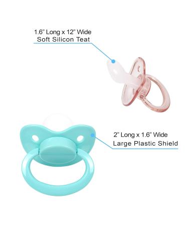 J&Or Classic Original Adult Pacifier Dummy - 3 Color Pack: Pink, Turquoise, Glitter Green - Buy Online on GoSupps.com