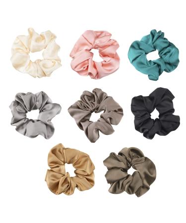 8 pieces women's scrunchie large silk scrunchies hair band is the best choice for ponytails and updos