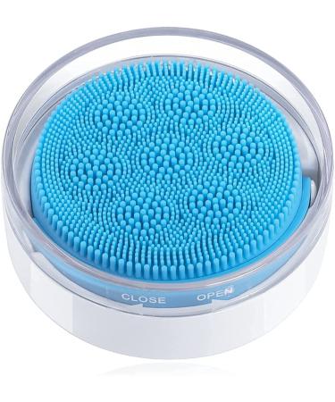 Smart Electric Silicone Facial Cleansing Brush with Travel Case Sonic Face Scrubber Exfoliator for Normal and Sensitive Skin USB Rechargeable Waterproof(Blue)