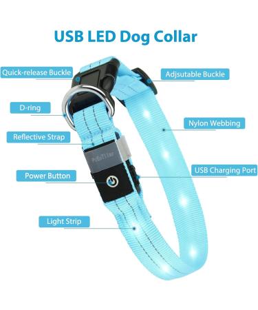 Buy PCEOTLLAR Adjustable Lumplan LED Dog Collar - Reflective & Flashing for Large Medium Small Dogs - Blue (M: 38-50cm) - Buy Online on GoSupps.com