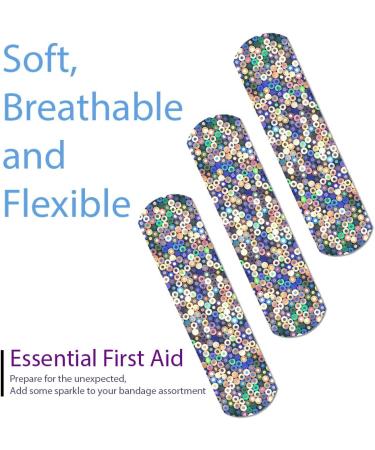 Glitter Strips Bandages for Kids - 200 Count Latex-Free Adhesive Bandages for Wound Care & First Aid - Fun & Colorful 3/4 x 3" Design - Buy Online on GoSupps.com