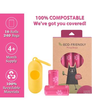 JBBFCAN Dog Poo Bags 240 Pink Large Poop bags with Dispenser Super Strong 100% Leak Proof Poo bags dogs rolls with Corn Starch Compostable Pink 240 count (Pack of 1) - Buy Online on GoSupps.com