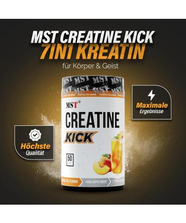 Buy Creatine Kick Powder - 7 Types of Creatine with Carbs & Citrulline | MST Nutrition Germany | Peach Ice Tea | 500g | International Shipping - Buy Online on GoSupps.com