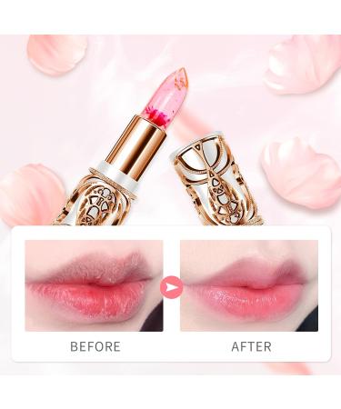Crystal Flower Jelly Lipstick Crystal Color Changing Magic Lipstick Magic Temperature Color Changing Lip Gloss Moisturizing Flower Lipstick - Buy Online on GoSupps.com