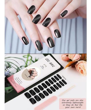 Kalolary Black Gel Nail Wrap Strips - Cat Eye Full Nail Art Polish Sticker | Long-Lasting & Easy Application | UV/LED Lamp Required - Buy Online on GoSupps.com