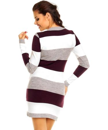 Zeta Ville Women's Maternity Stripes Knit Jumper Dress Tunic Top V-Neck - Purple (Size 16-18) - Buy Online on GoSupps.com