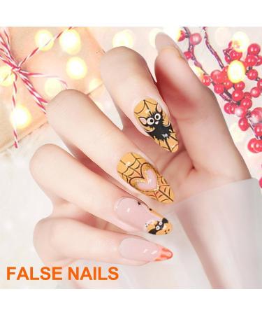Paodduk Almond Halloween Nails Press On Almond Nails Almond Fake Nail Reusable False Nail Glue on Niail Press On Nail Manicure Decor for Girls - Buy Online on GoSupps.com