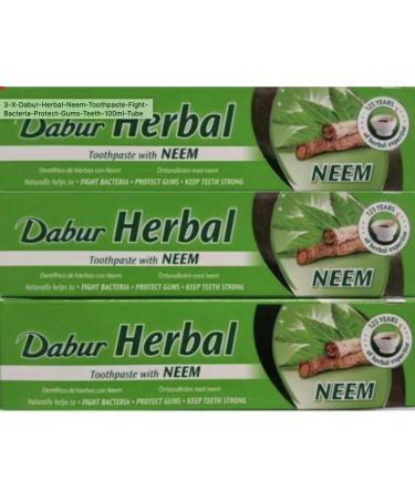 Dabur - Herbal Toothpaste - with Neem - Pack of 3 tubes of 100 g