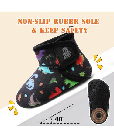 JOINFREE Baby Slippers with Non-Slip Rubber Sole - Blackdinosaur | Toddlers Home Booties 6/6.5 UK - Buy Online on GoSupps.com