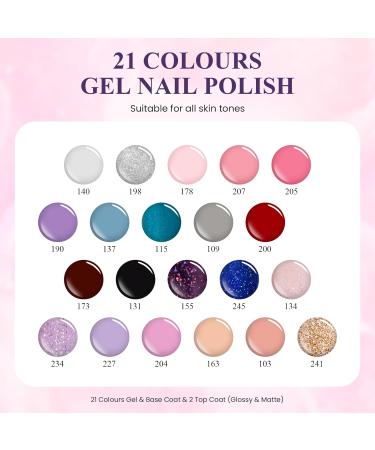 VANREESA 24 PCS Gel Nail Polish Pink Nude Purple Blue Gel Nail Polish Set Spring Summer Gel Polish Kit Soak Off U V Gel Nail Polish Set with Base Top Coat Nail Art Set Gifts for Women Brilliant Starry Sky - Buy Online on GoSupps.com