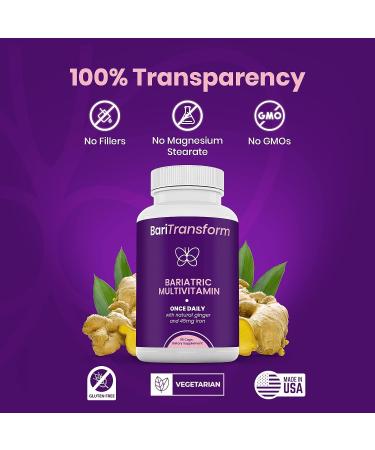 BariTransform Bariatric Multivitamin with Iron Capsule 90 Ct - Digestion Support - Once-A-Day Vitamins - Pack of 1 - Buy Online on GoSupps.com