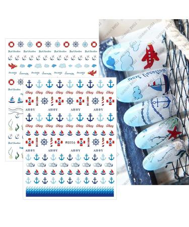 JMEOWIO 9 Sheets Summer Ocean Nail Art Stickers Decals - Nautical Boat Anchor Design Nail Supplies - Buy Online on GoSupps.com