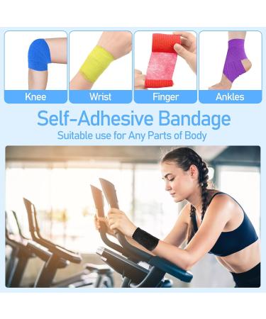 Risvowo 12 Rolls Self-Adhesive Bandages - Elastic Non-Woven Athletic Wrap for Wrist Ankle & Pet Grooming (5cm x 4.5m) - Buy Online on GoSupps.com