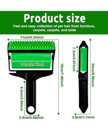 Vibbang 2Piece Set Reusable Sticky Lint Roller - Pet Hair Remover for Clothes, Carseats, Carpet & Furniture - Washable Silicone Stick It Roller - Green - Buy Online on GoSupps.com