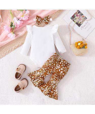 UUAISSO Baby Girls Cow Print Ruffled Long Sleeve Tops and Pants Set - 12-18 Months - Buy Online on GoSupps.com