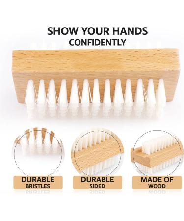 Double Sided Wooden Nail Brush - Hand Cleaning Tool for Fingernail & Toe, Soft Bristles, Wood Handle - 2 Pack - Buy Online on GoSupps.com