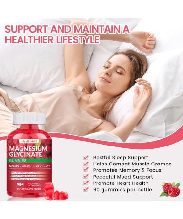 Magnesium Glycinate Gummies 1000mg High Absorption Sugar Free Magnesium Potassium Supplement for Relaxation Stress Relief and Sleep Support for Adults & Kids - 90 Raspberry Gummies Raspberry 90 Count (Pack of 1) - Buy Online on GoSupps.com