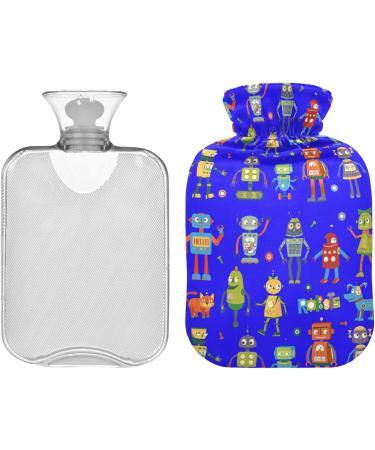 NAANLE Cartoon Robot Heated Hot Water Bottle 1L - Transparent Bed & Foot Pain Relief | Warm & Cold Therapy - Buy Online on GoSupps.com