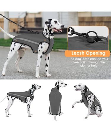 Slowton Dogs Winter Jacket | Adjustable Waterproof Dog Coat with Reflective Stripes | Warm Snowsuit for Pets (L Gray) - Buy Online on GoSupps.com