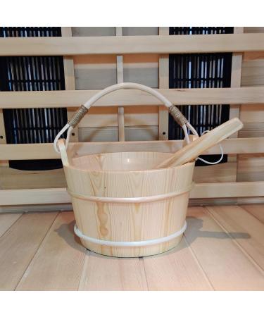 6L Wooden Sauna Bucket with Sauna Ladle Set Sauna Bucket Water Bucket Sauna Spa Accessories - Buy Online on GoSupps.com