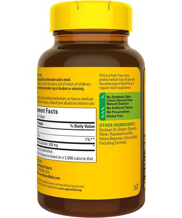 Nature Made Flush Free Niacin 500mg Softgels - Nervous System Support - 60 Day Supply - Buy Online on GoSupps.com