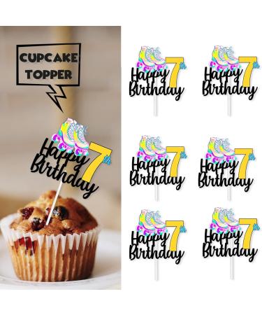 18pcs Gold Glitter Roller Skates Happy Birthday Dessert Cupcake Topper 80s 90s Retro Hip Hop Roller Skating Theme Decor Supplies Boys Girls 7th Happy Birthday Party Decorations 07 - Buy Online on GoSupps.com