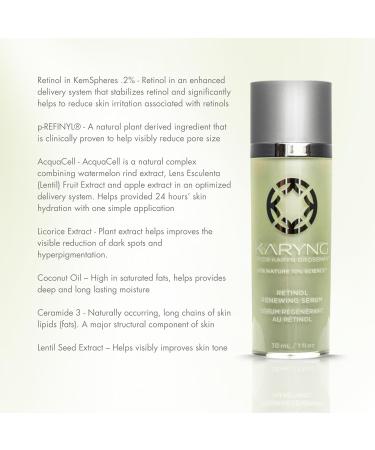 KARYNG Retinol Renewing Serum | Anti-Aging Face Serum for Fine Lines & Wrinkles | Retinol & Coconut Oil | 1oz - Buy Online on GoSupps.com
