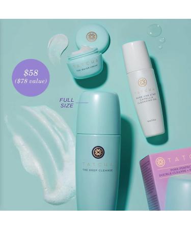 TATCHA Pore-Perfecting Double Cleanser + Hydrate Trio Set: The Deep Cleanse, Camellia Cleansing Oil, Water Cream - 5 oz, 1.7 oz, 0.33 oz - Buy Online on GoSupps.com