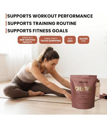 MAGLEZ Micronized Creatine Monohydrate Powder 500g (100 Servings) Unflavored 5g Scoop Vegan Non-GMO Gluten-Free GMP Certified Third-Party Lab Tested (Eurofins) Creatine for Women & Men - Buy Online on GoSupps.com