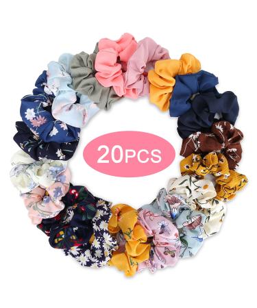 MOSOTECH 20 Pieces Hair Ties - Stylish Chiffon Scrunchies & Elastic Hairbands for Women & Girls - 20 Vibrant Colors | International Shipping - Buy Online on GoSupps.com