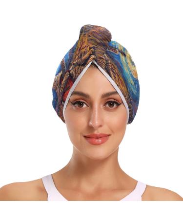 Animal Hair Towel 2 Pack Super Absorbent Hair Drying Towel Quick Dry Hair Turbans Head Towel with Button Twisty Wrap for Women Girls