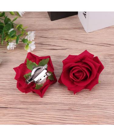 Red Rose Hair Clip Flower Hair Pin Fascinator Artificial Flower Brooch Hairpins Large Rose Red Hair Barrette for Women Girls - Buy Online on GoSupps.com